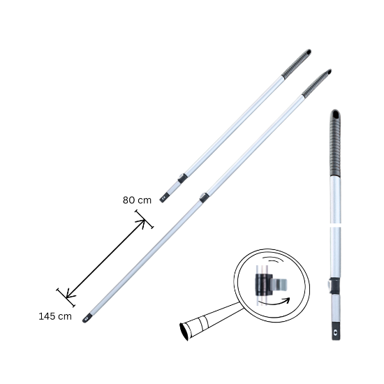 Bild von Teleskop AluminiumStiel – 80-145 cm Ø 23 mm für Halter & Wischsysteme